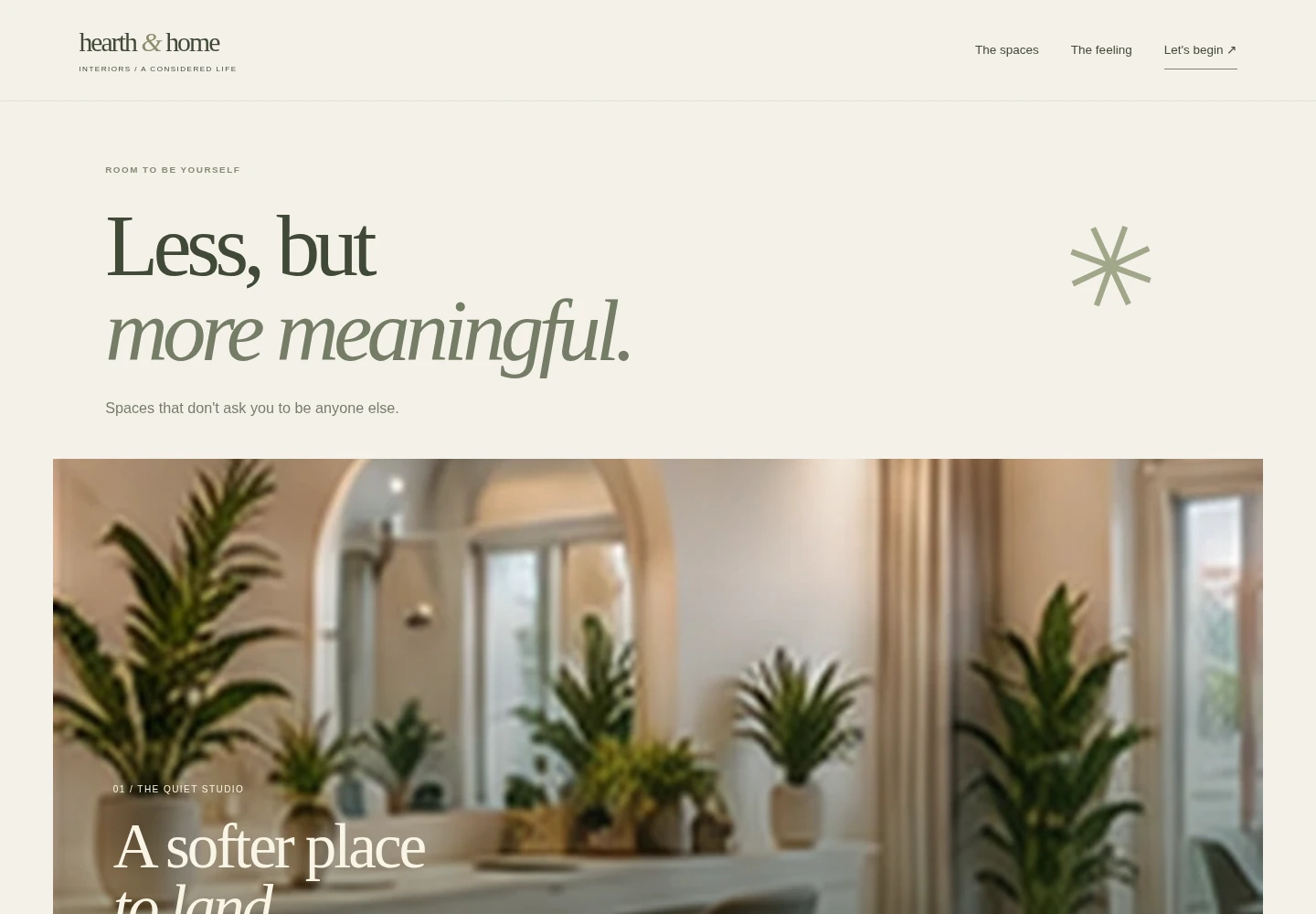 Actual rendered Hearth & Home concept homepage